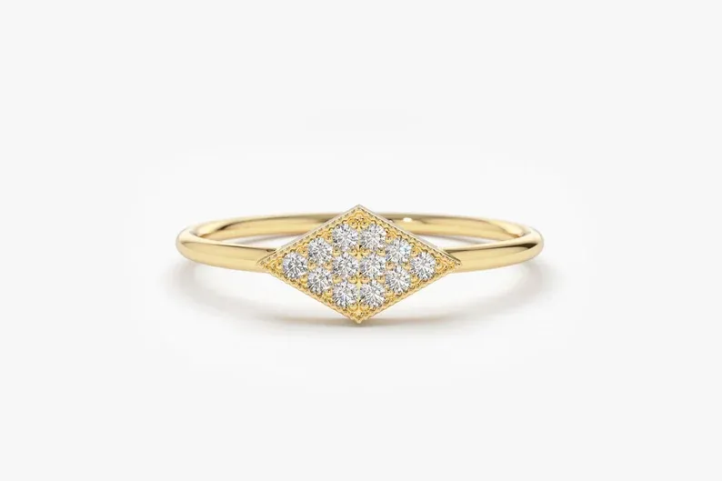 0.06CTW Lozenge Shape Lab Grown Diamond Cluster Ring
