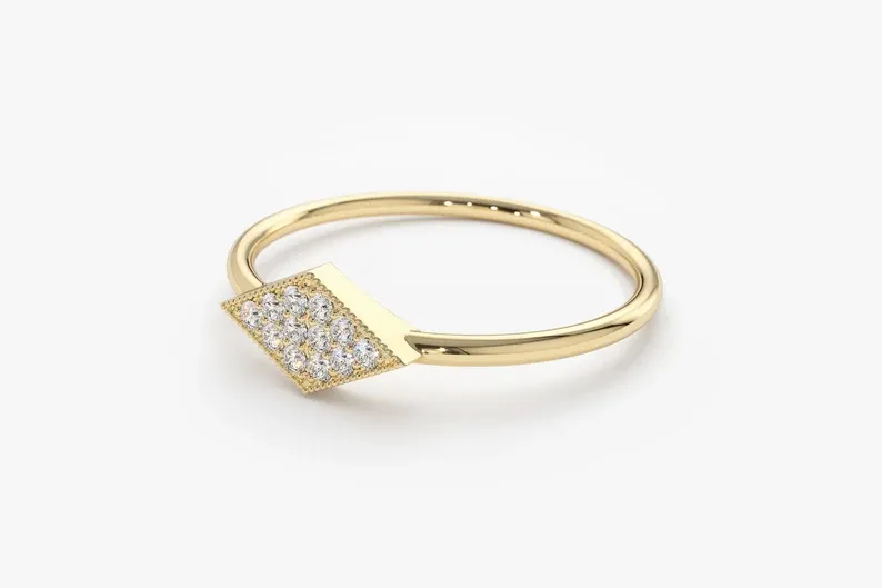 0.06CTW Lozenge Shape Lab Grown Diamond Cluster Ring