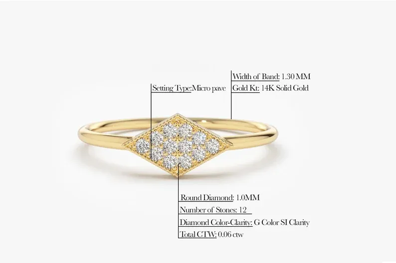 0.06CTW Lozenge Shape Lab Grown Diamond Cluster Ring