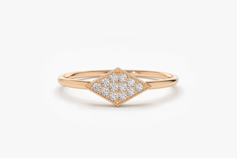 0.06CTW Lozenge Shape Lab Grown Diamond Cluster Ring