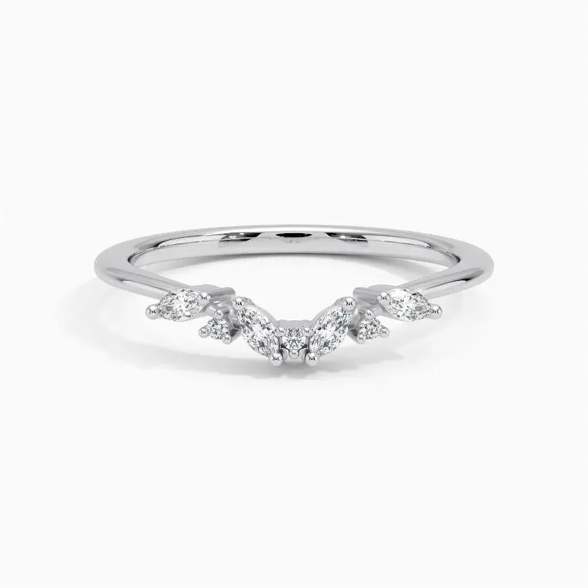 0.17CTW Marquise Cluster Lab Grown Diamond Wedding Band