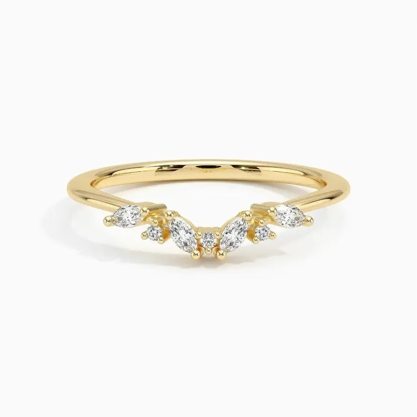 0.17CTW Marquise Cluster Lab Grown Diamond Wedding Band