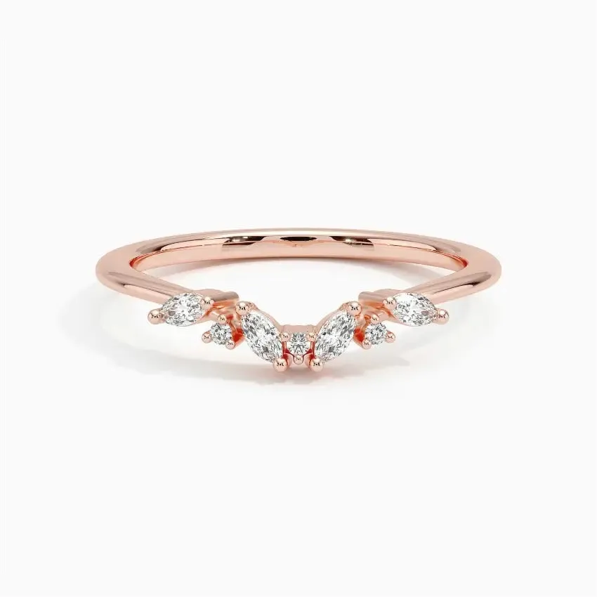 0.17CTW Marquise Cluster Lab Grown Diamond Wedding Band