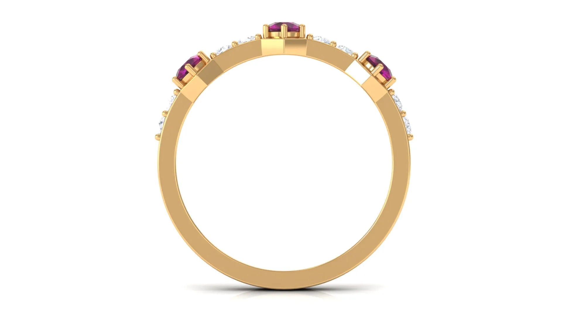 1 CT Rhodolite and Diamond Minimal Half Eternity Ring