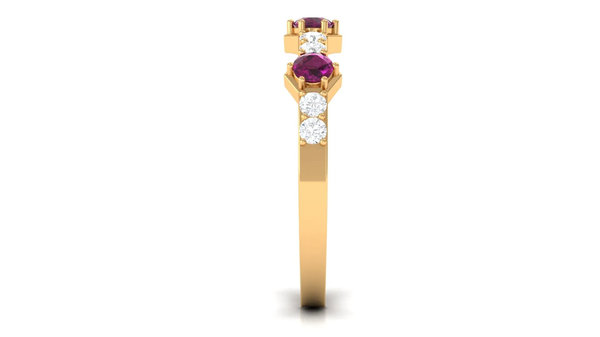 1 CT Rhodolite and Diamond Minimal Half Eternity Ring