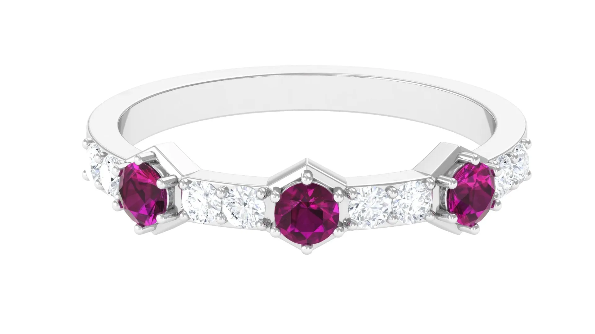 1 CT Rhodolite and Diamond Minimal Half Eternity Ring
