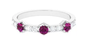 1 CT Rhodolite and Diamond Minimal Half Eternity Ring