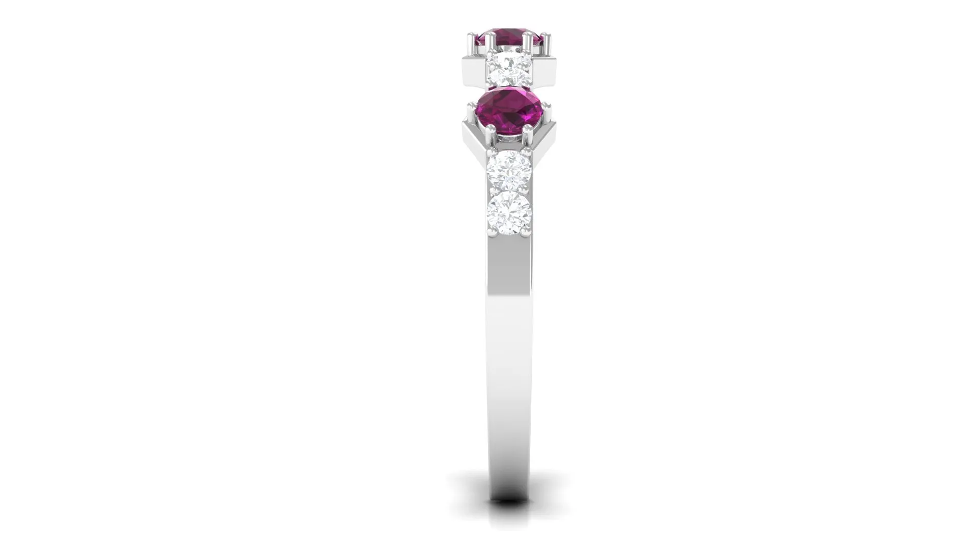 1 CT Rhodolite and Diamond Minimal Half Eternity Ring