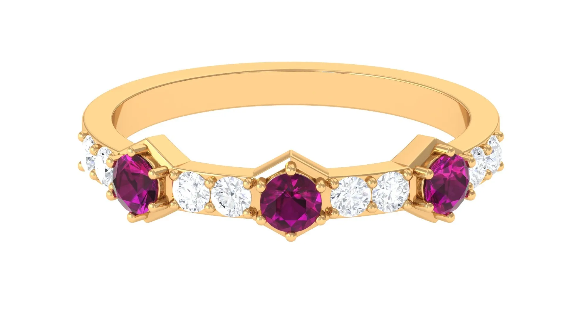 1 CT Rhodolite and Diamond Minimal Half Eternity Ring