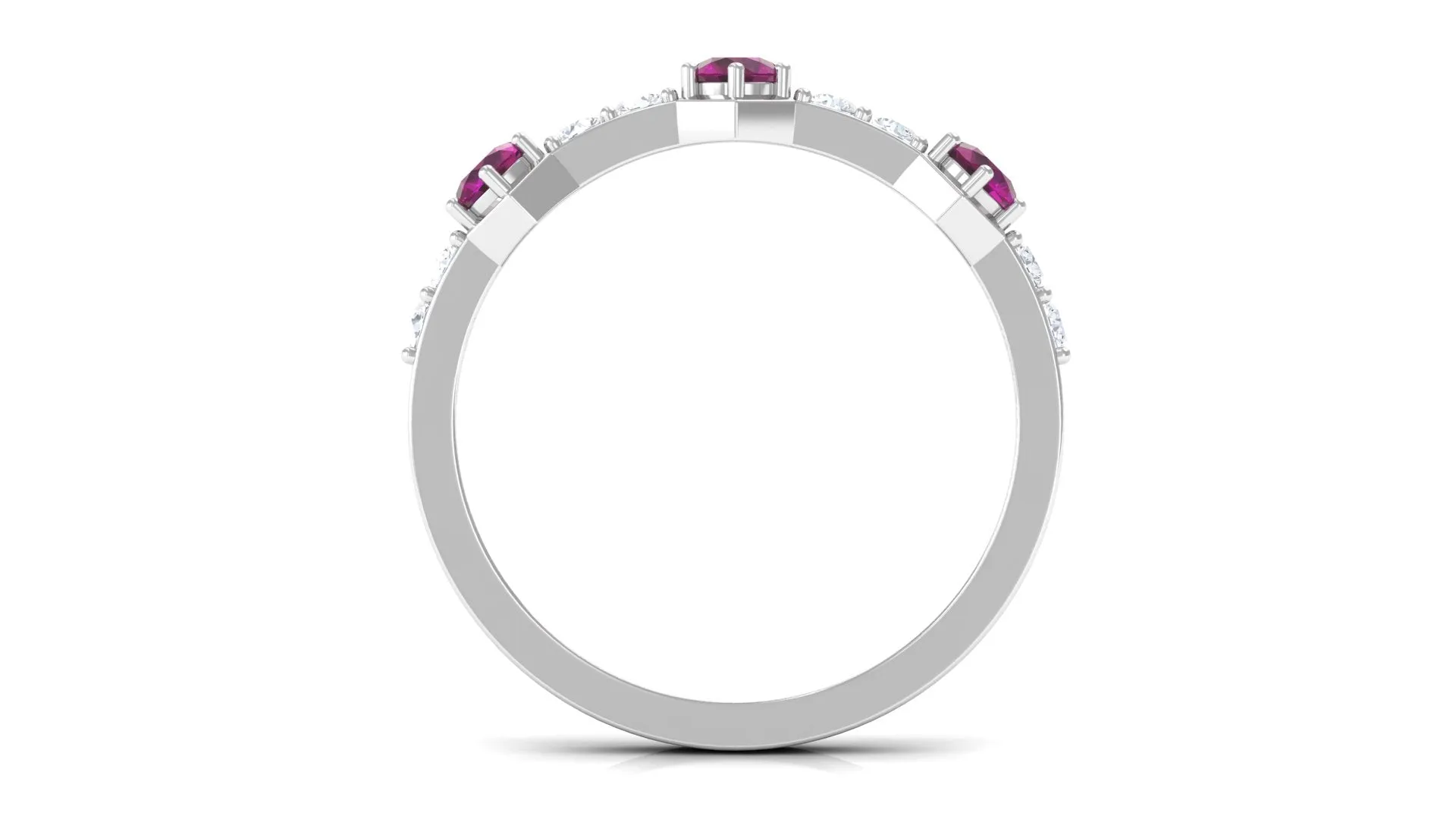 1 CT Rhodolite and Diamond Minimal Half Eternity Ring
