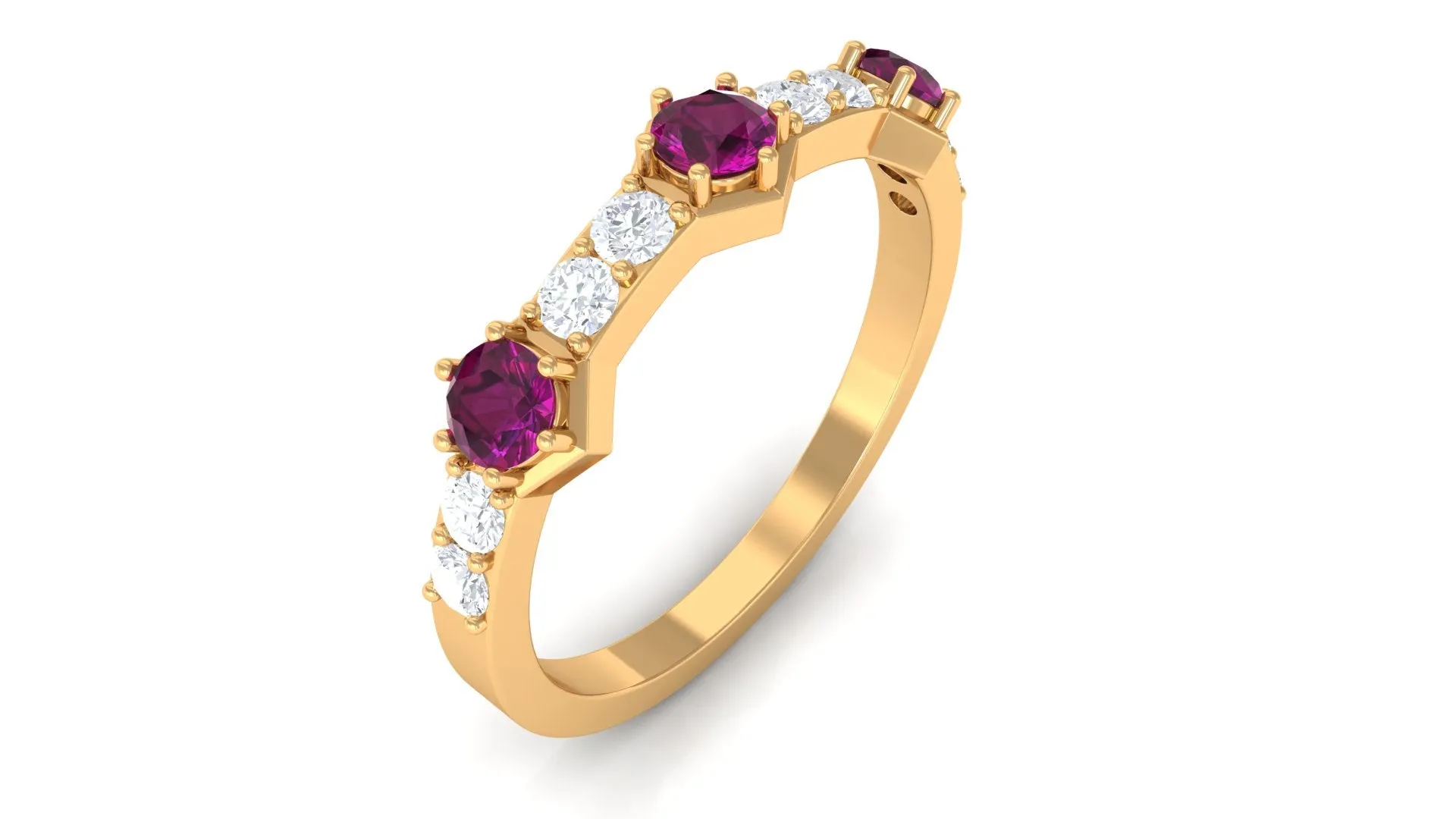 1 CT Rhodolite and Diamond Minimal Half Eternity Ring