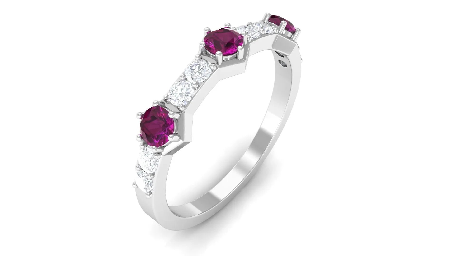 1 CT Rhodolite and Diamond Minimal Half Eternity Ring