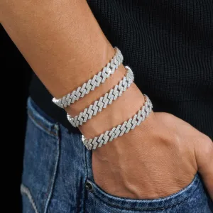 10mm Iced Out Moissanite Cuban Link Bracelet – 925 Sterling Silver