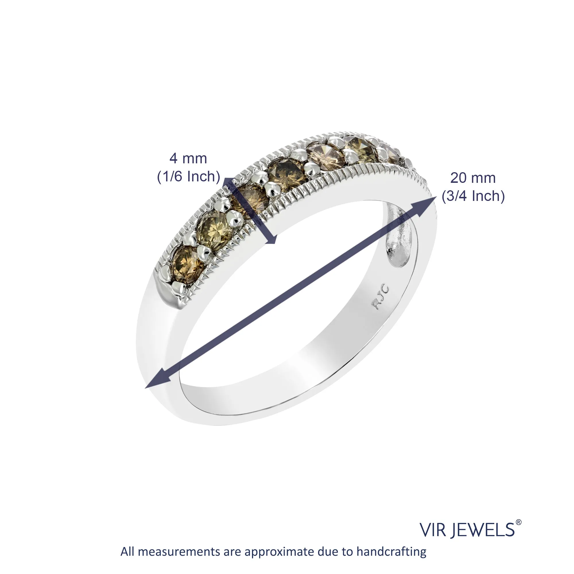 1/2 cttw Champagne Diamond Wedding Band in Silver