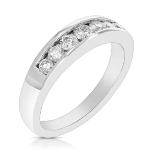 1/2 cttw Comfort Fit Channel Diamond Wedding Band in 14K White Gold