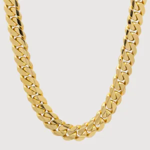 15mm Solid Gold Cuban Link Chain