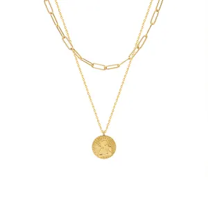 18K Gold Plated Titanium Steel Double Layer Angel Boys Necklace