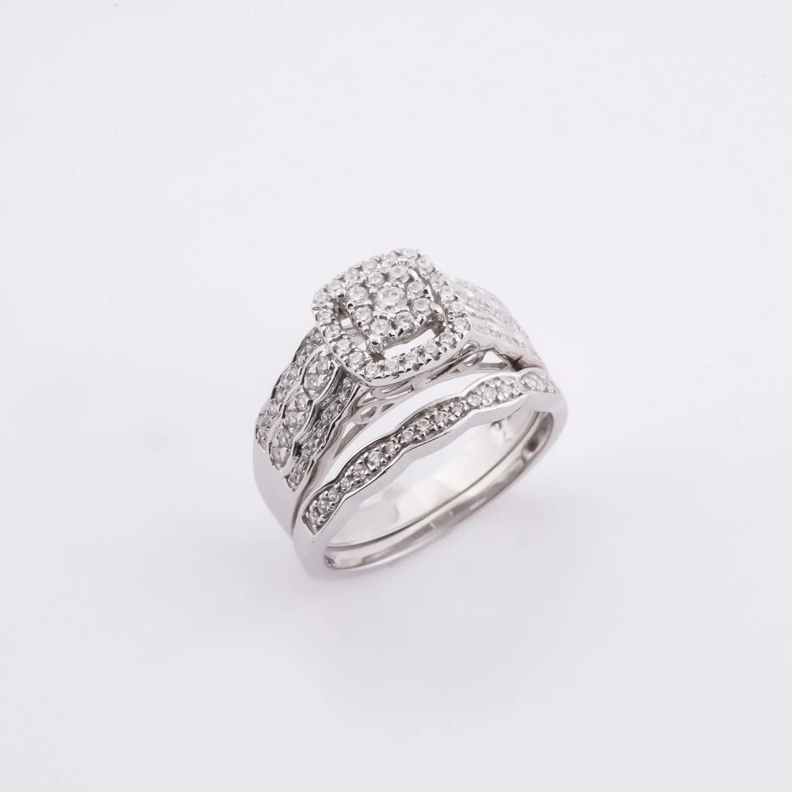 1Ct Round Moissanite Bridal Ring Set