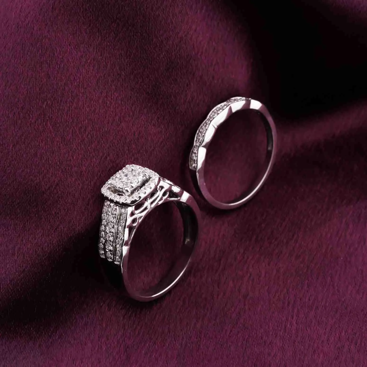 1Ct Round Moissanite Bridal Ring Set