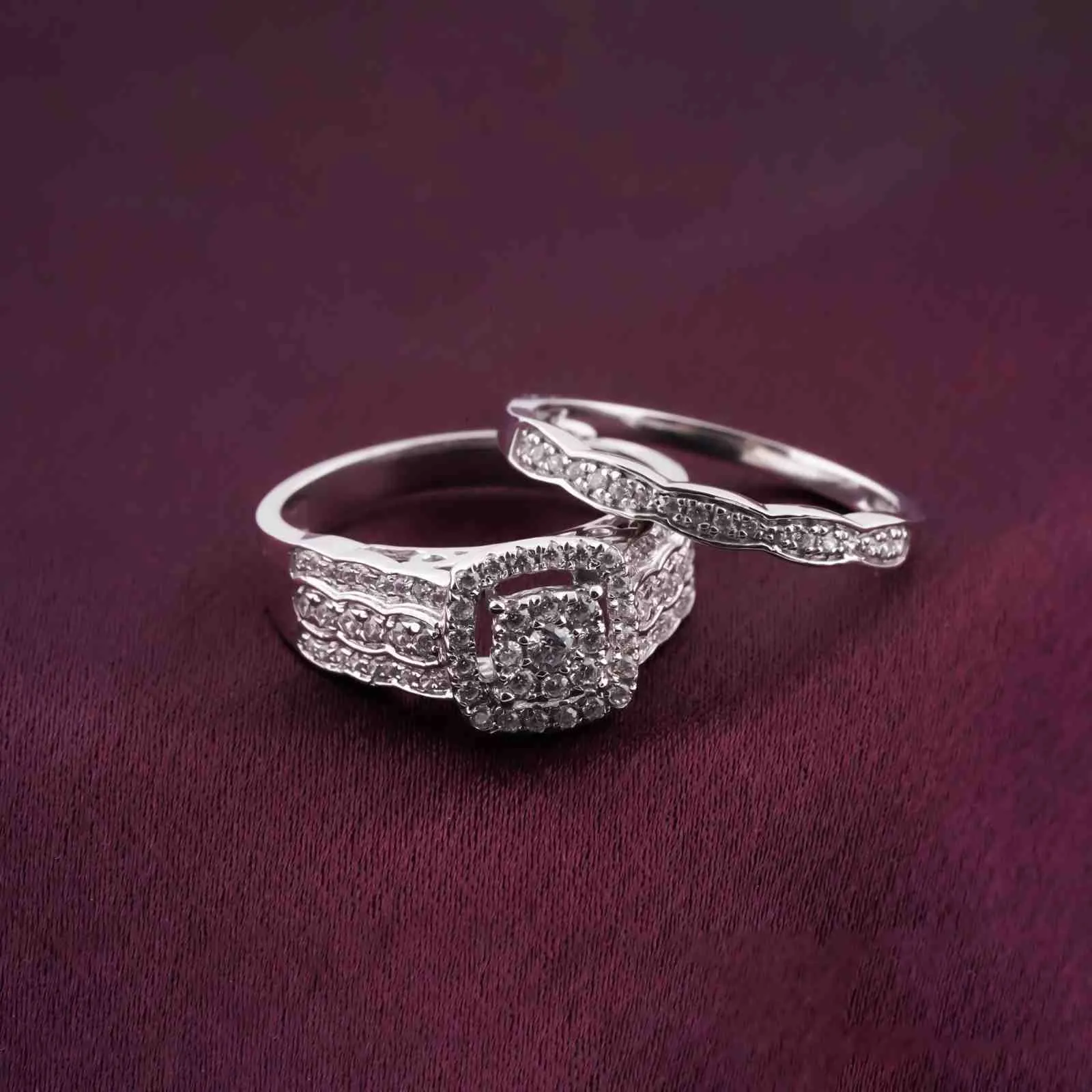 1Ct Round Moissanite Bridal Ring Set
