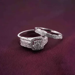 1Ct Round Moissanite Bridal Ring Set