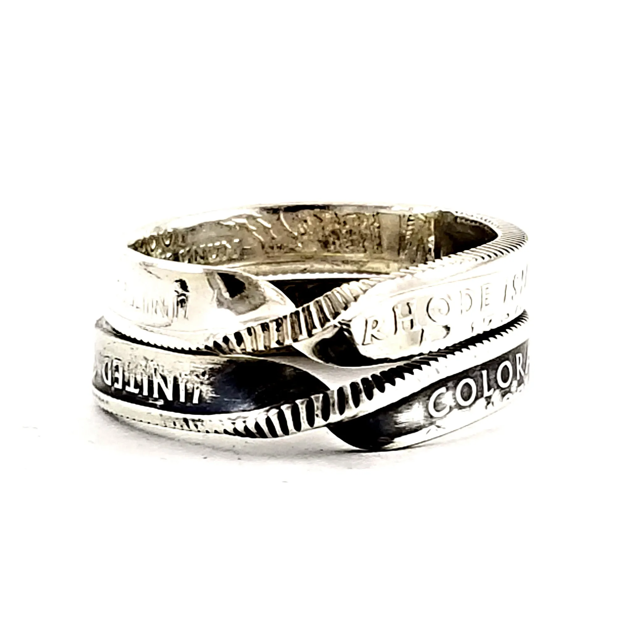 90% Silver State Quarter Twisted Coin Ring
