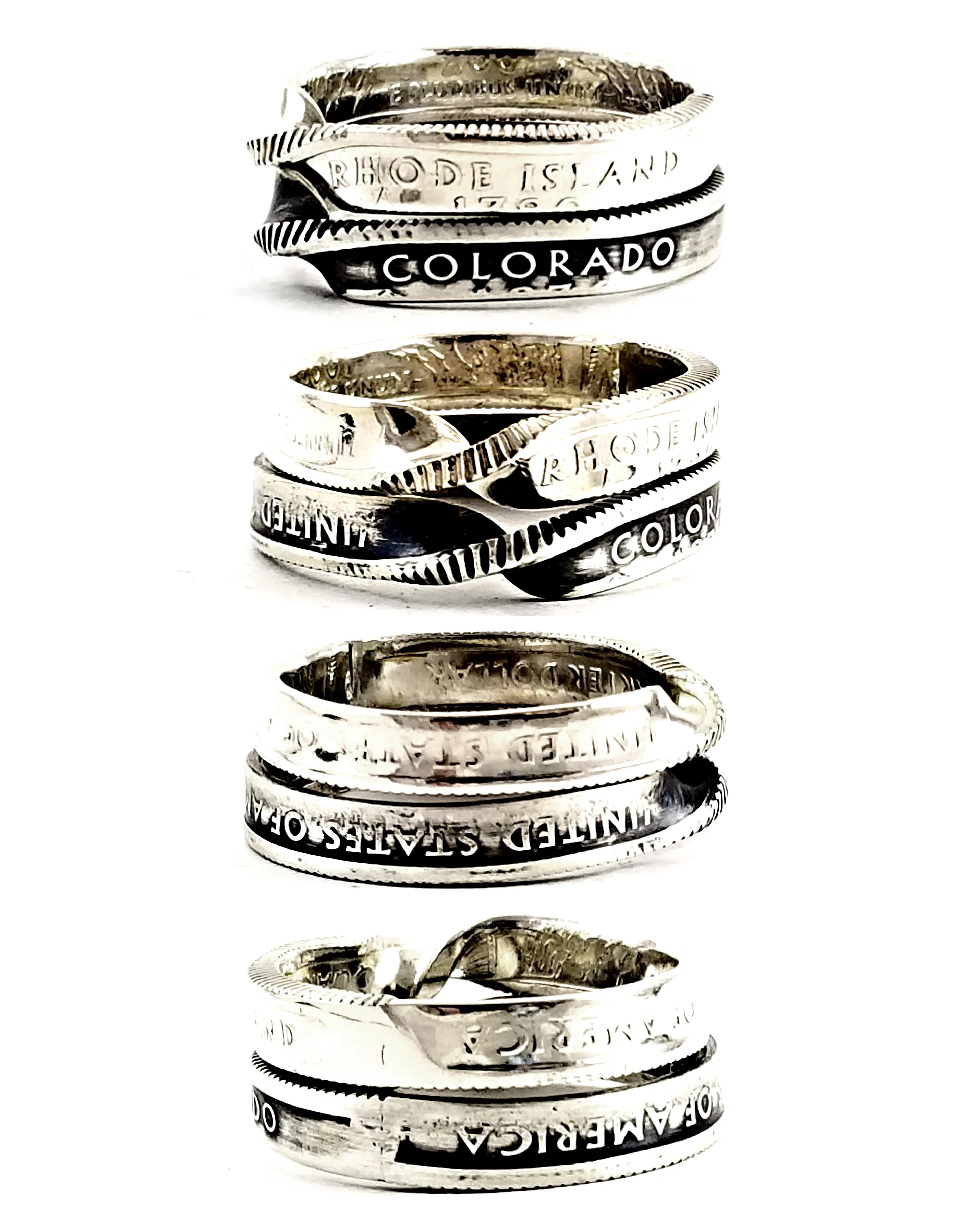 90% Silver State Quarter Twisted Coin Ring
