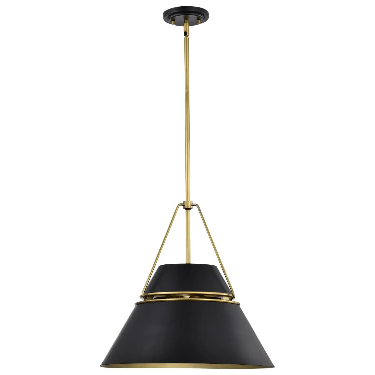 Adina 18 in. 3 lights Pendant Light Matte Black and Natural Brass Finish