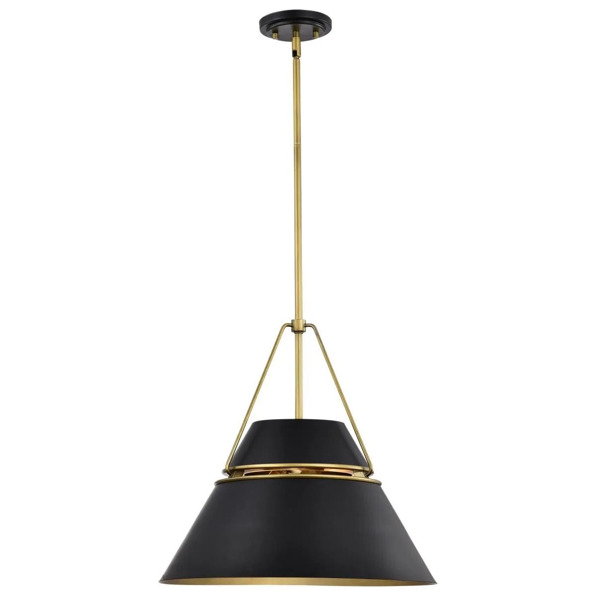 Adina 18 in. 3 lights Pendant Light Matte Black and Natural Brass Finish
