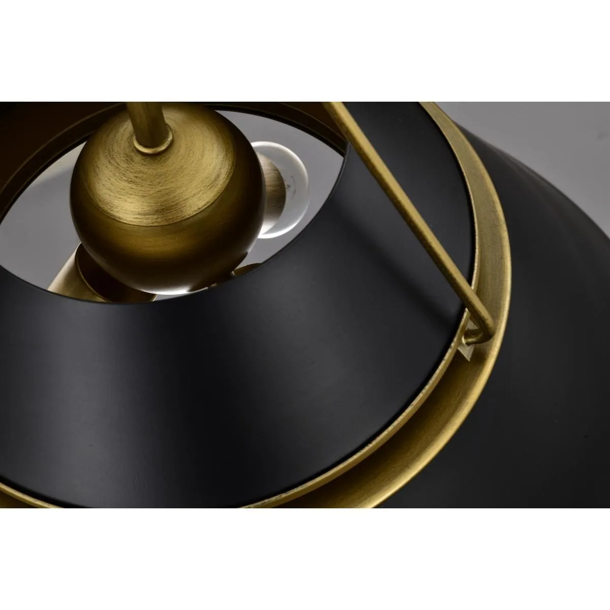 Adina 18 in. 3 lights Pendant Light Matte Black and Natural Brass Finish