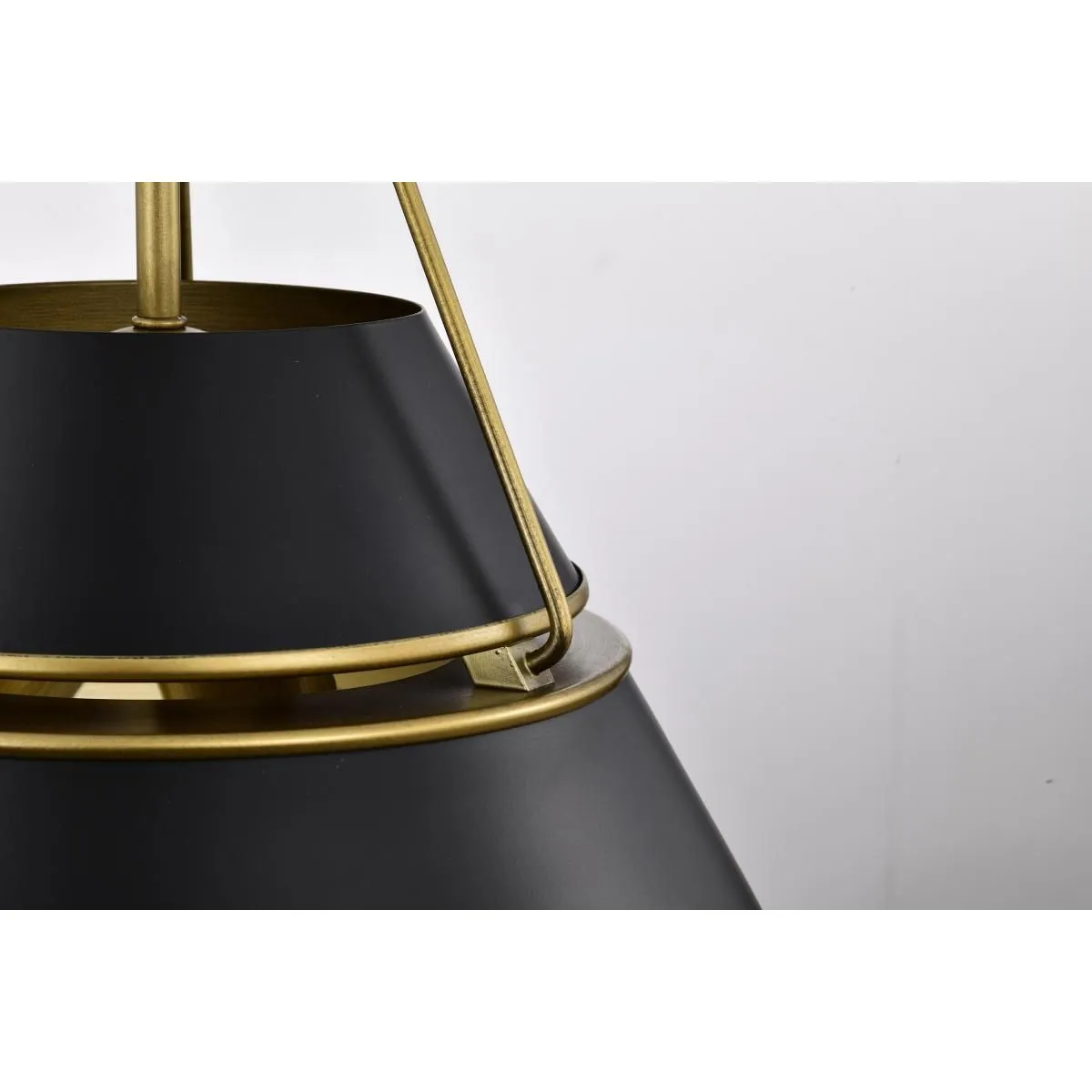 Adina 18 in. 3 lights Pendant Light Matte Black and Natural Brass Finish