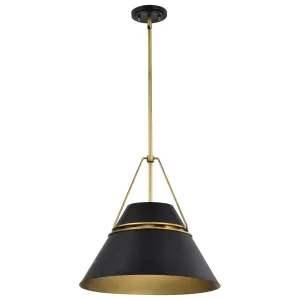 Adina 18 in. 3 lights Pendant Light Matte Black and Natural Brass Finish