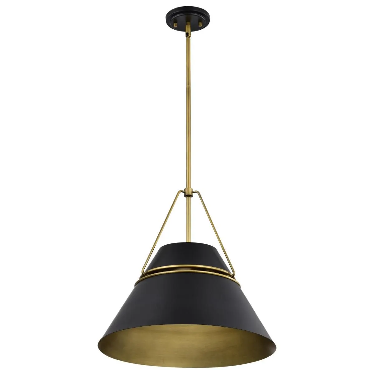 Adina 18 in. 3 lights Pendant Light Matte Black and Natural Brass Finish