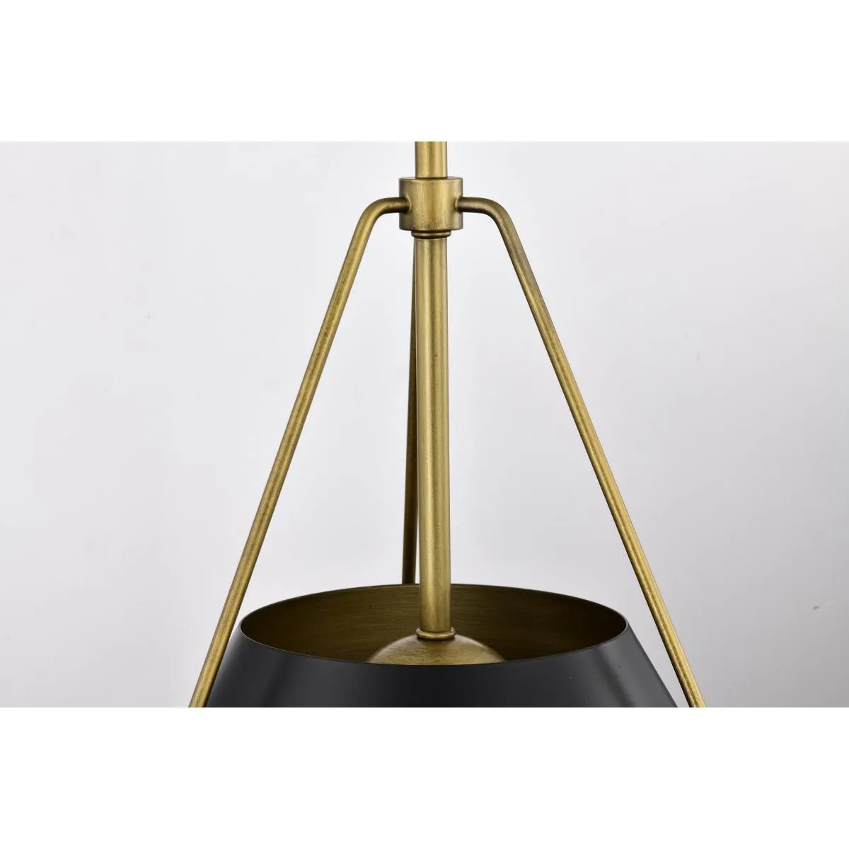 Adina 18 in. 3 lights Pendant Light Matte Black and Natural Brass Finish