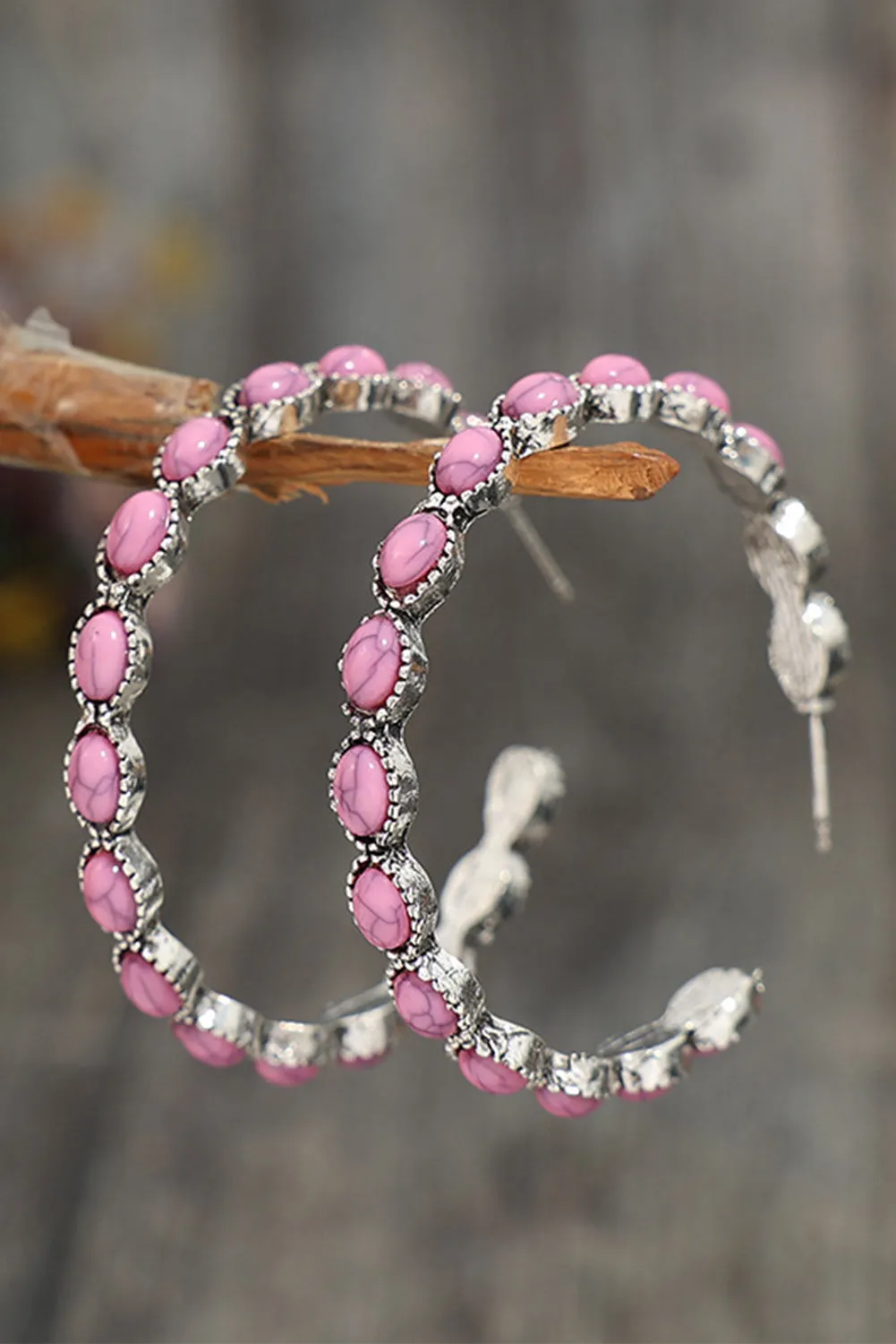 Bonbon Gem Inlay Retro C-shape Earrings