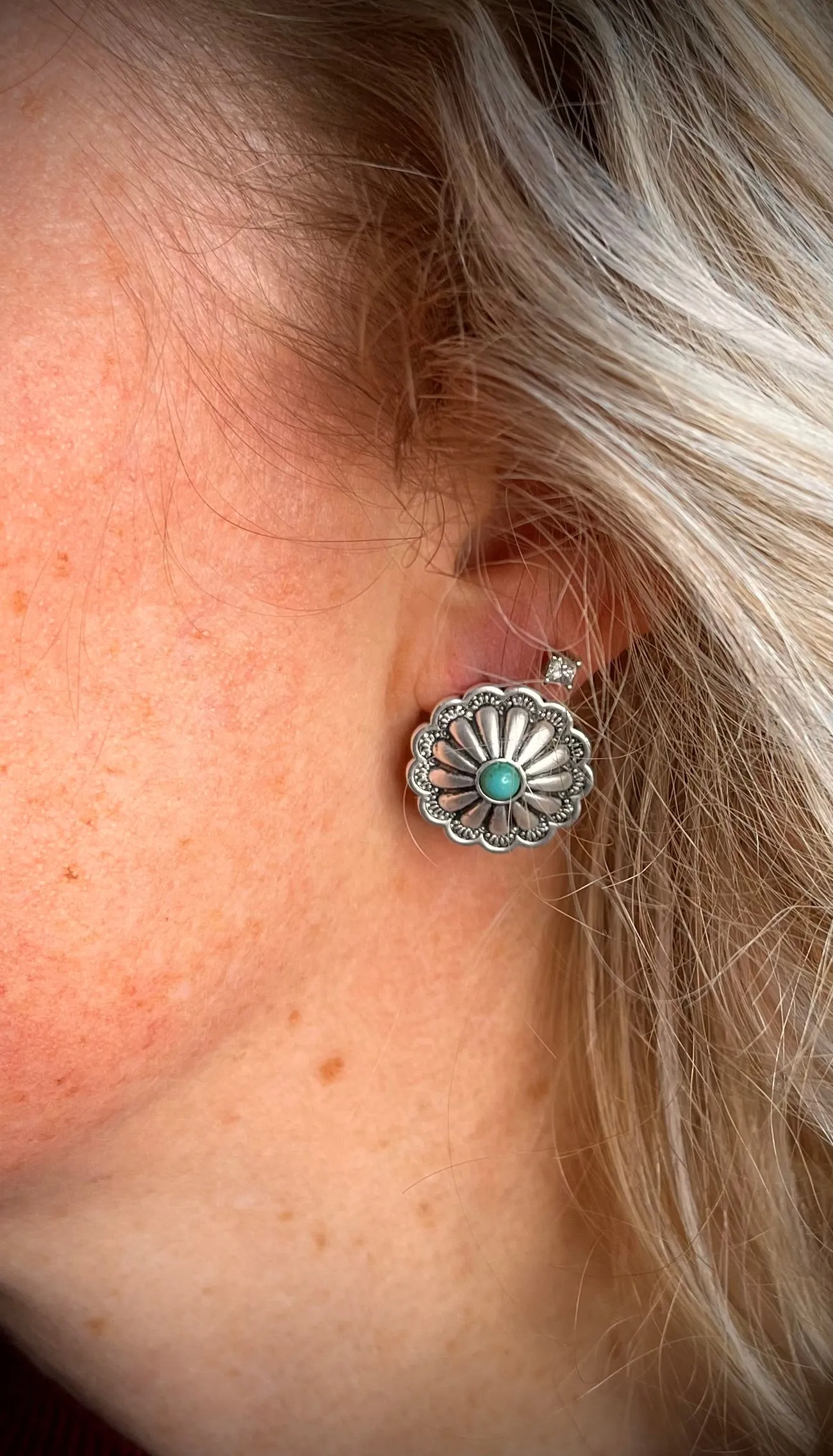 Brass Concho Stud Earrings