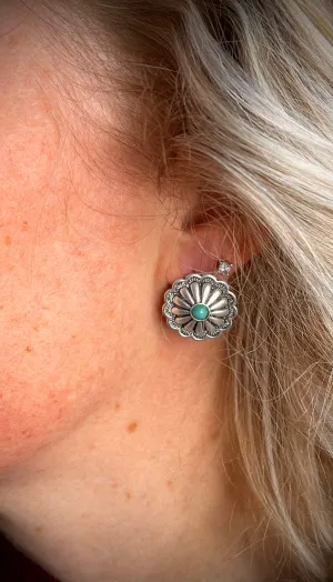 Brass Concho Stud Earrings