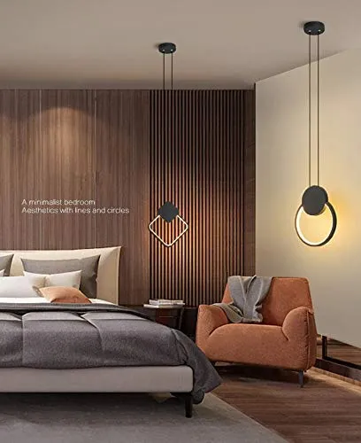 Citra led 1 Light Modern Modern Pendant Lighting Bedside Minimalist Aluminum Shade Kitchen Island Ceiling Lights - Brown (Round)