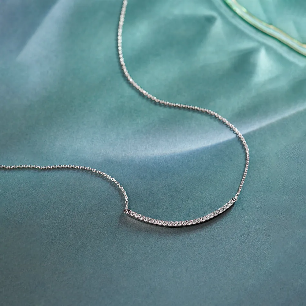 Classic Curved Diamond Bar Necklace