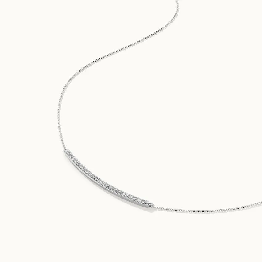 Classic Curved Diamond Bar Necklace