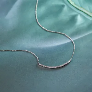 Classic Curved Diamond Bar Necklace