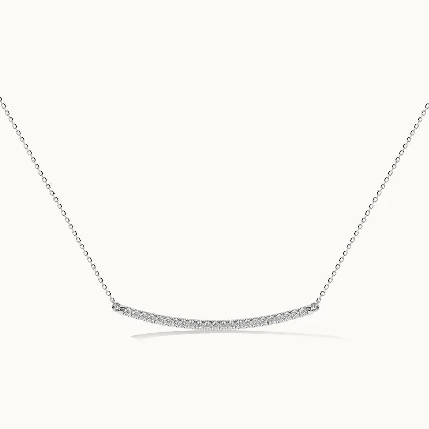 Classic Curved Diamond Bar Necklace