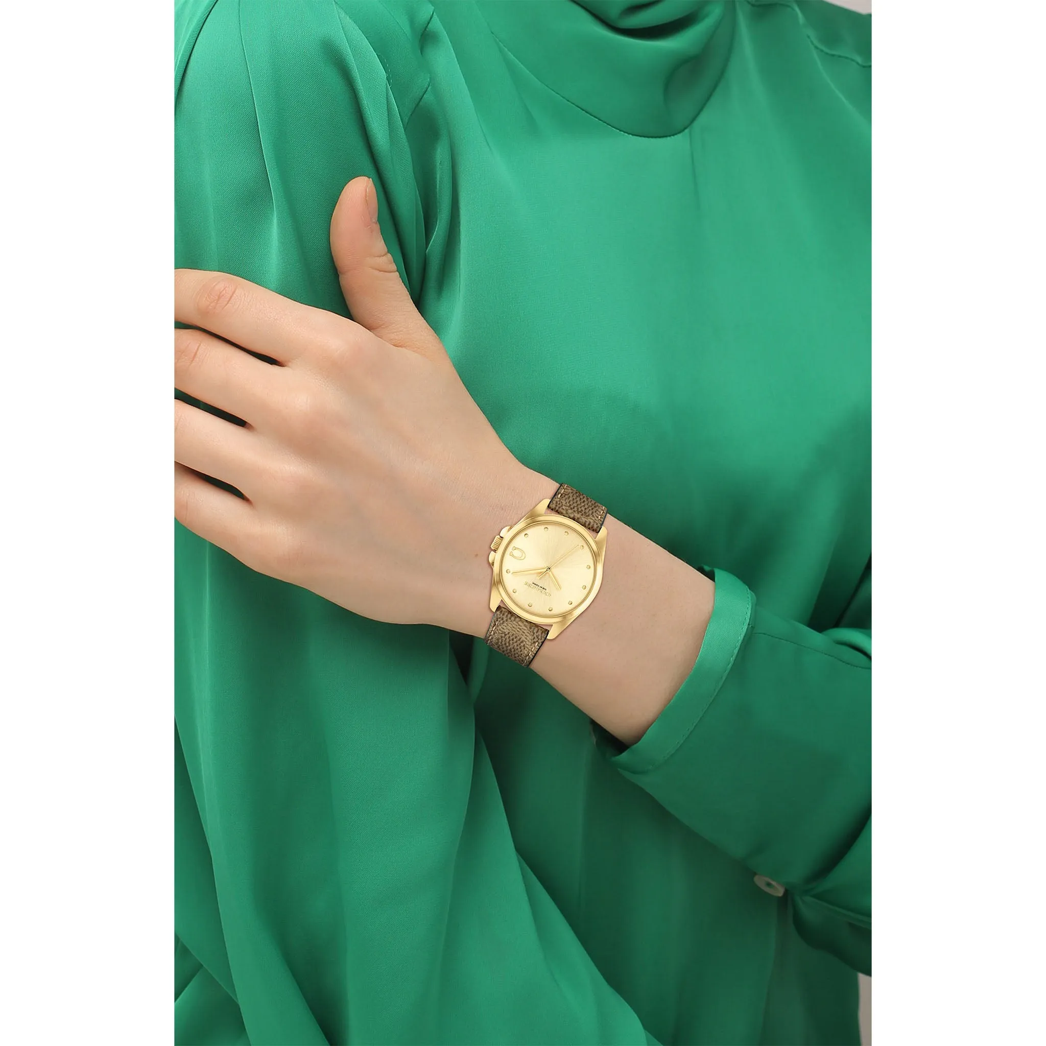 Coach Brown Leather Champagne Dial Women's Watch - 14504111