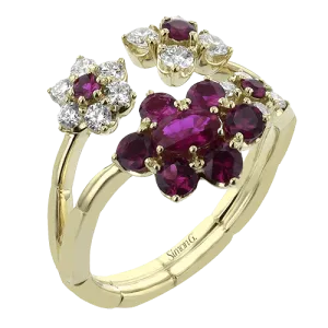 Color Ring In 18k Gold With Diamonds