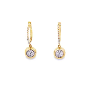 Diamond Huggie with Dangle Drop, 14Kt