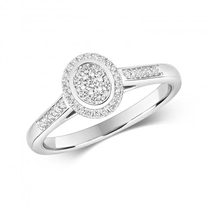 Diamond Jewellery 9CT Cluster Oval White Gold Ring RD642W