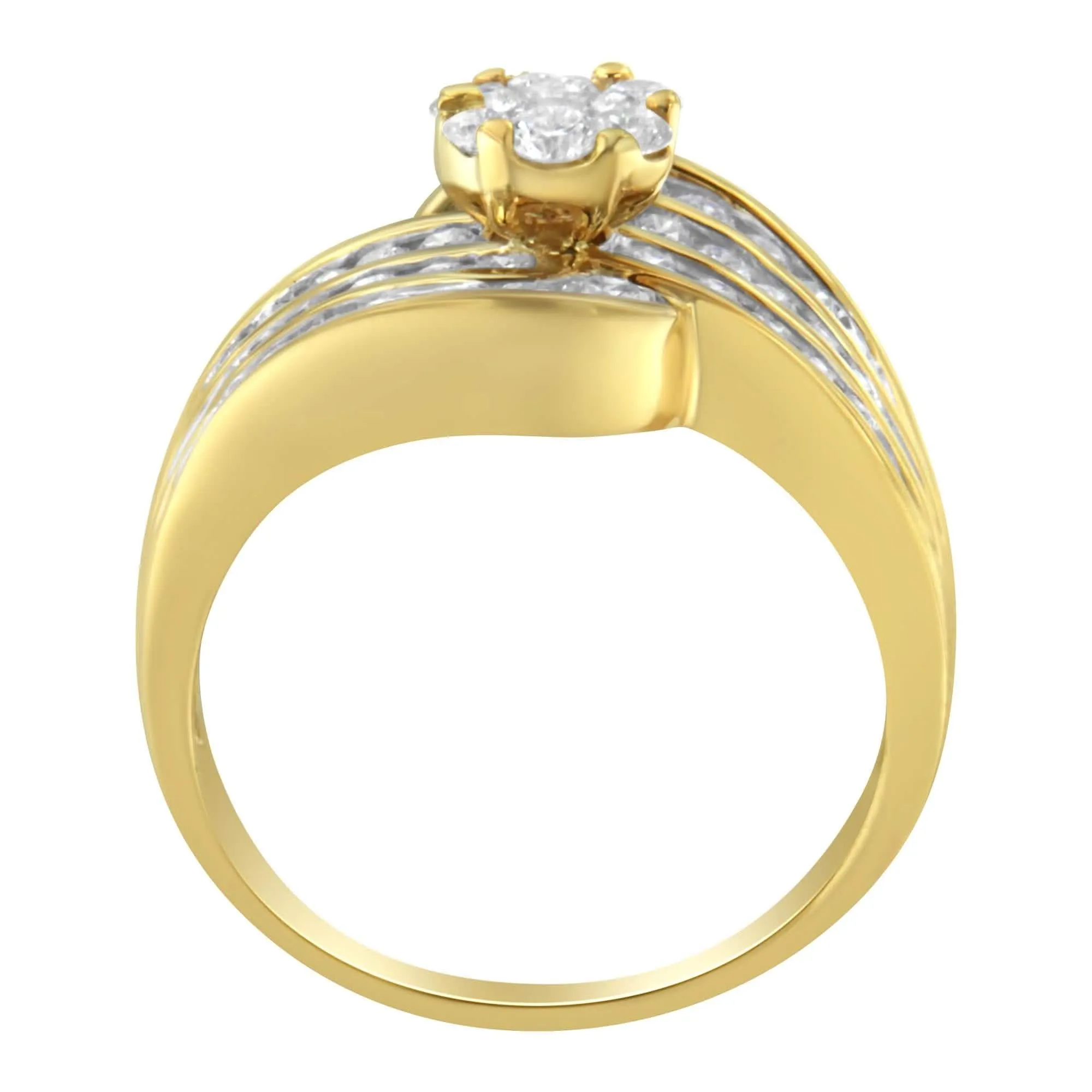 Elegant Floral Bypass Diamond Ring in 14K Yellow Gold (1.5 Carats, H-I Color)