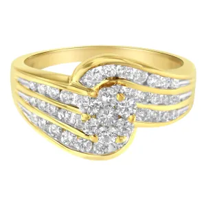 Elegant Floral Bypass Diamond Ring in 14K Yellow Gold (1.5 Carats, H-I Color)