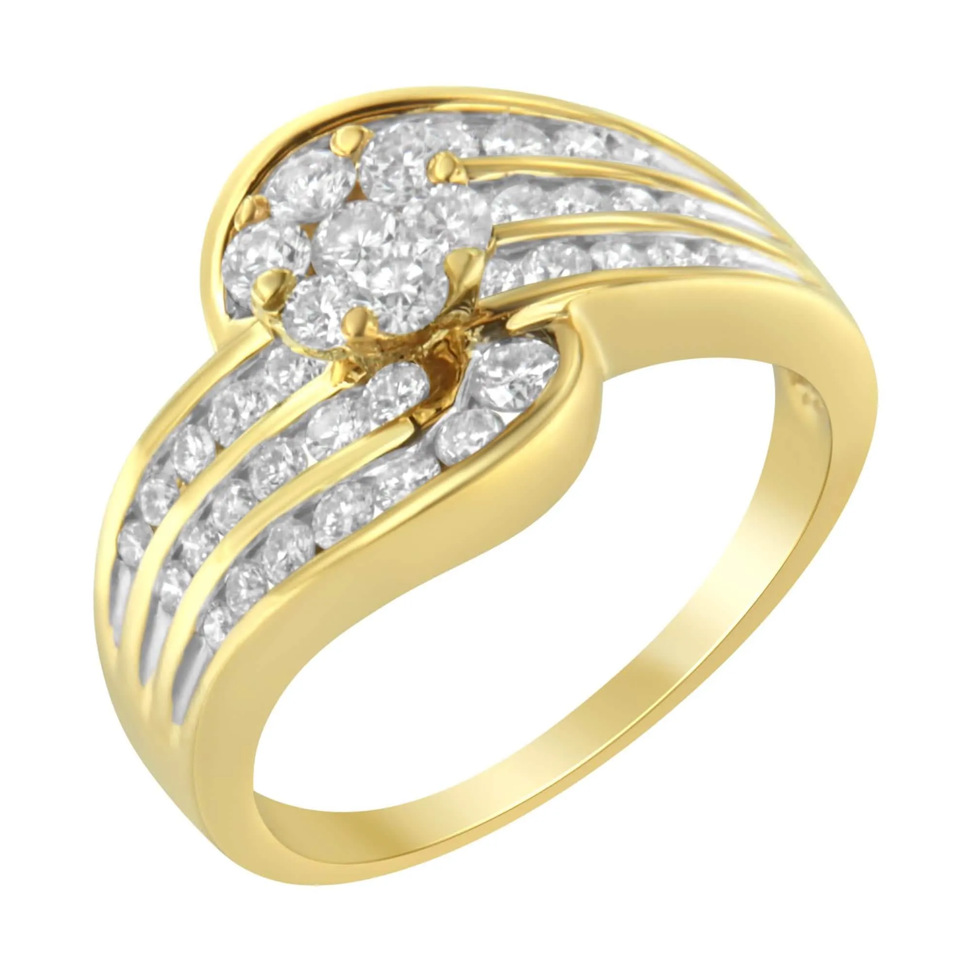Elegant Floral Bypass Diamond Ring in 14K Yellow Gold (1.5 Carats, H-I Color)