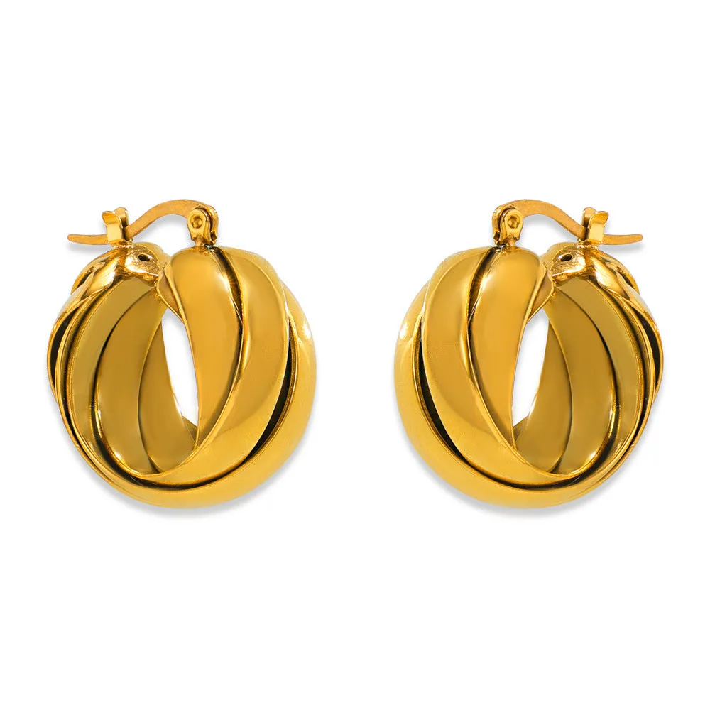 Elegant French Twist Weave Earrings with Titanium Steel U-Shaped Ear Buckle